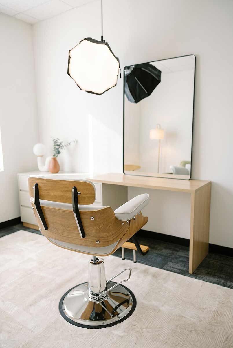 Lighted makeup room and glam vanity